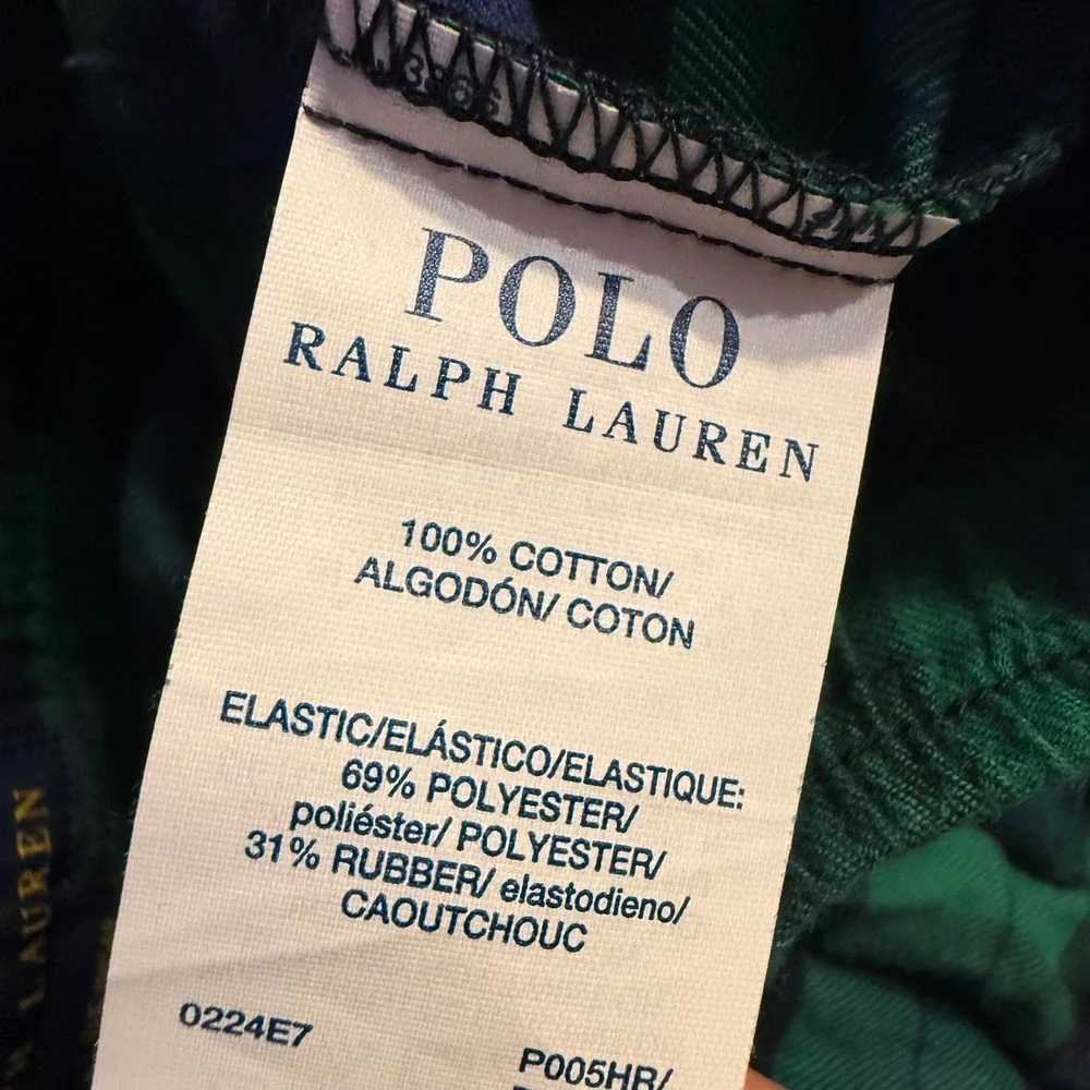 Polo Ralph Lauren Sleepwear Mens XL‎ Green Plaid Flannel Sleep Pants